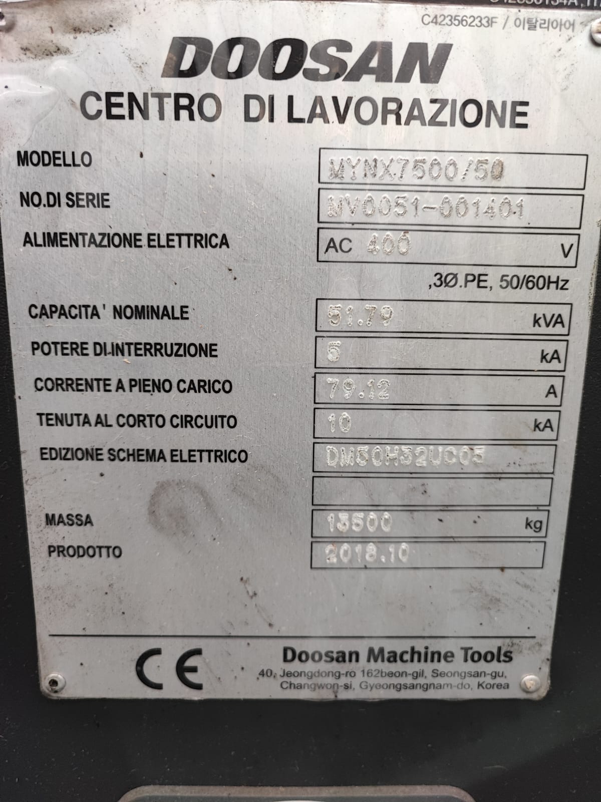 Centro di lavoro verticale DAEWOO DOOSAN MINX 7500/50
