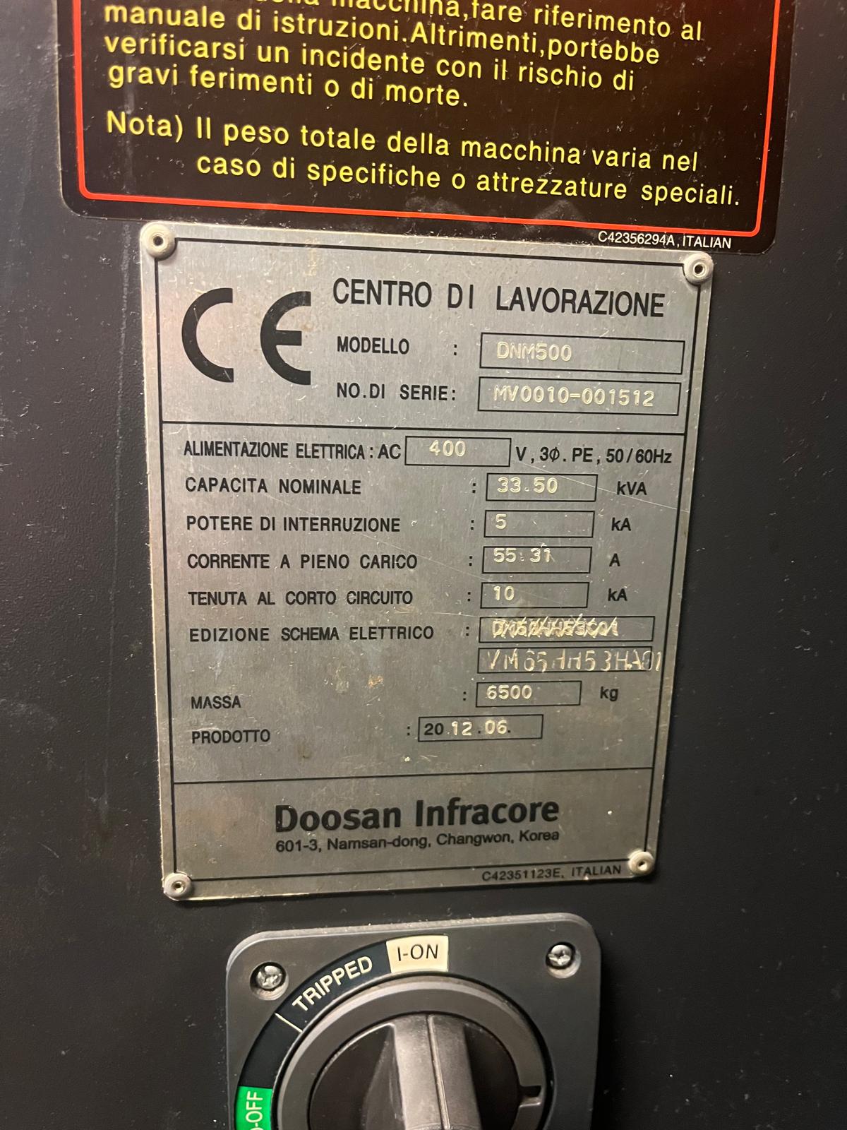 Centro di lavoro verticale DOOSAN DNM 500