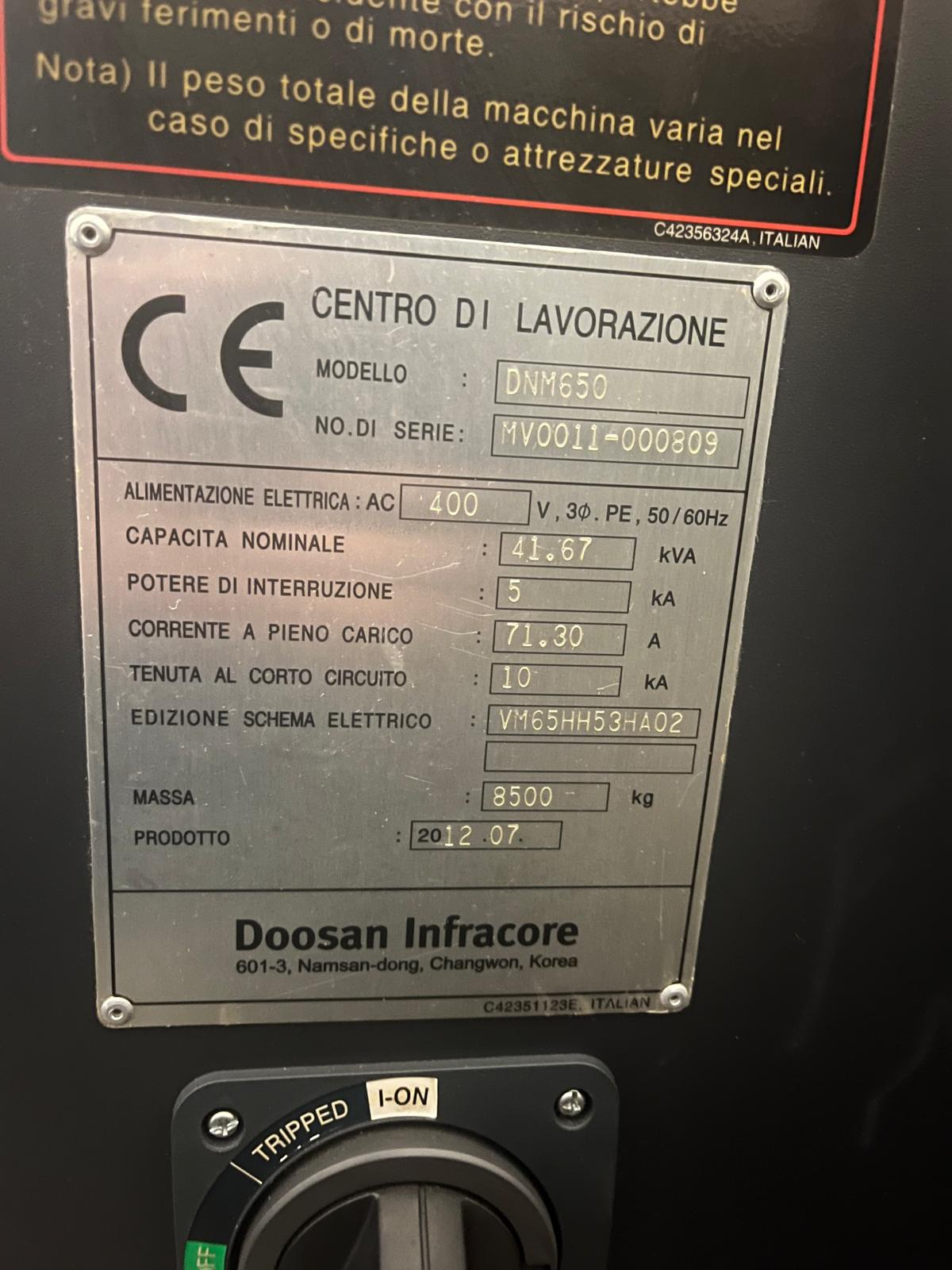 Centro di lavoro verticale DOOSAN DNM 650