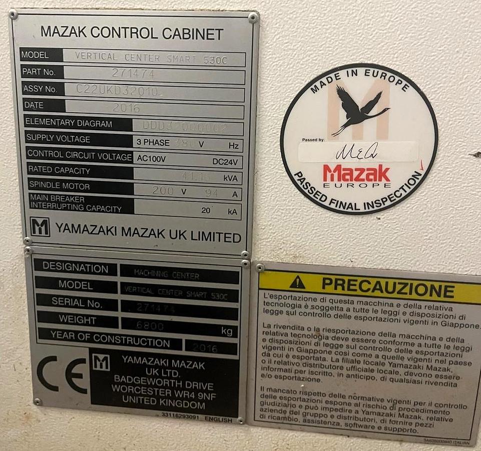 Centro di lavoro verticale MAZAK SMART 530C