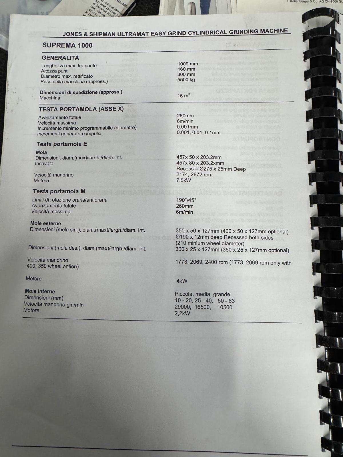 Rettifica cilindrica JONES & SHIPMAN SUPREMA 1000