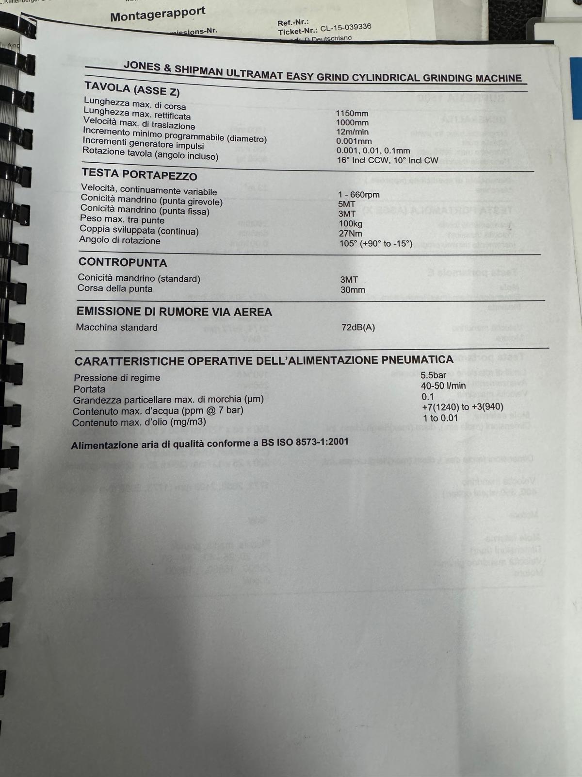 Rettifica cilindrica JONES & SHIPMAN SUPREMA 1000