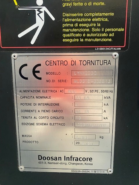 Tornio a controllo numerico DOOSAN LYNX 2200